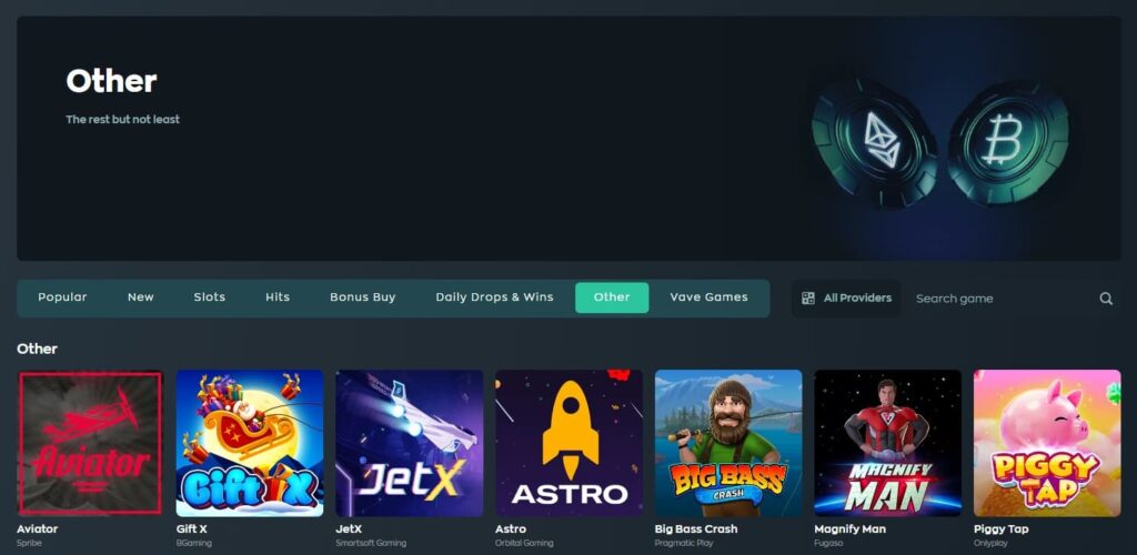 USDT Casino interface